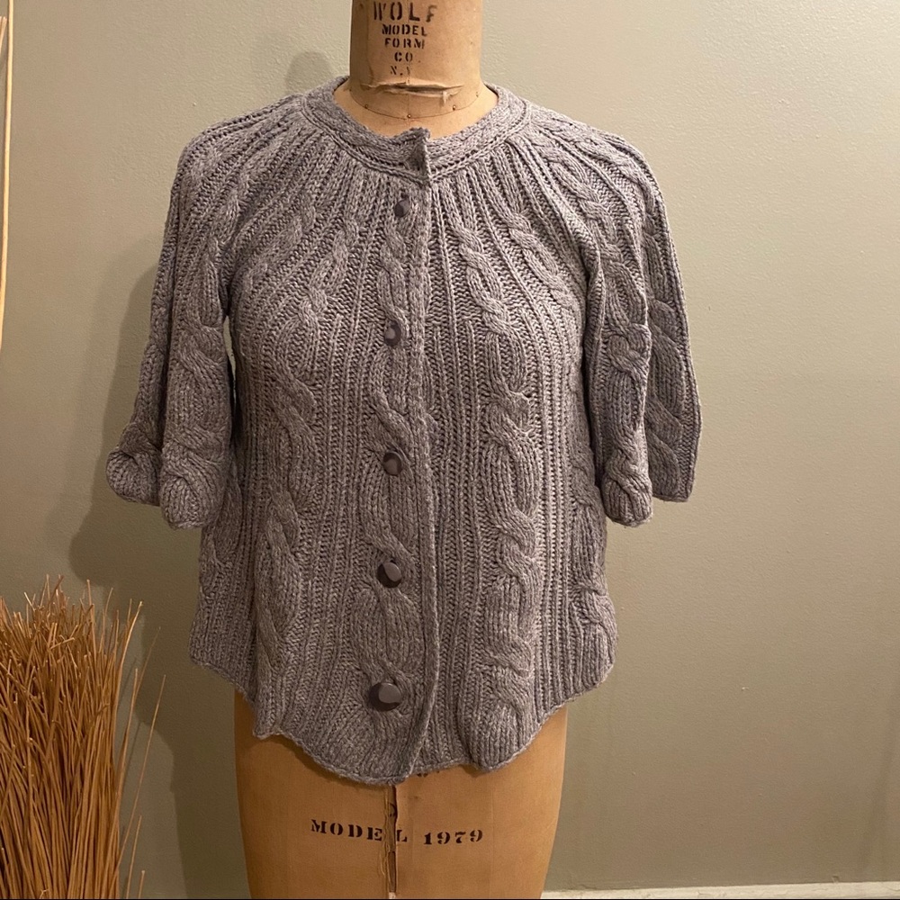 Heather B cotton Trapeze cardigan sweater jacket